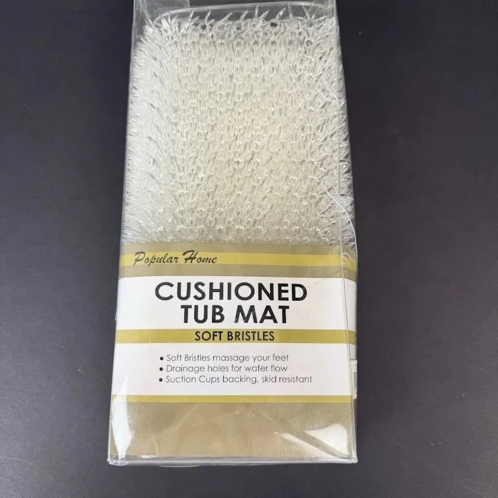 New Soft Bristle Cushioned Clear Vinyl 13.5x25.5 Inch Bathtub/Shower Mat NOS